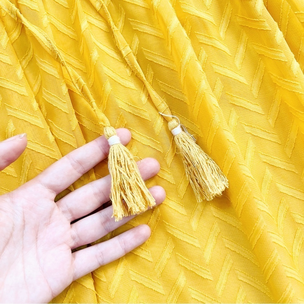 One September • Anthropologie Anwen Peasant Dress mini swing Maize gold yellow - Picture 6 of 12